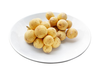 fresh longkong fruit on white background