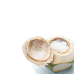 sweet in thai - woon ma praw orn - young coconut jelly isolated on white background