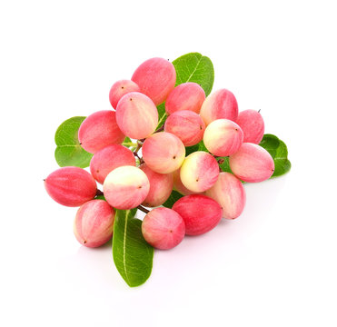 Crimson fruit named as koromcha isolated on white background