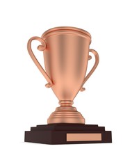 Bronze cup on white background. 3D rendering.