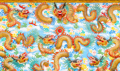 Dragon sculpture on the wall