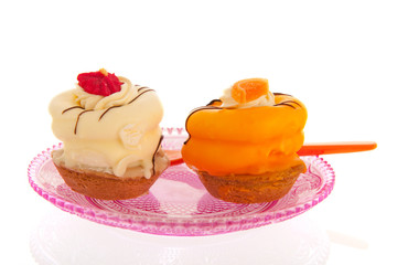 festive pastry on pink plate