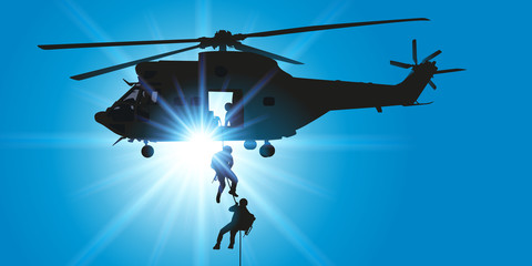 Hélicoptère - descente en rappel © pict rider