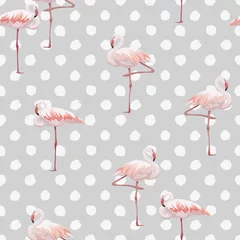 Tapeten Flamingo Nahtloses Muster des rosa Flamingos