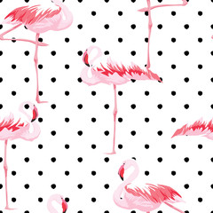 Fototapeta premium Pink flamingo seamless pattern