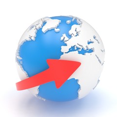 Fototapeta premium Arrow and Earth globe. 3d render