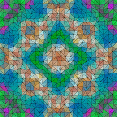 Kaleidoscopic low poly triangle style vector mosaic background