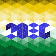 Geometric of abstract background vector using Brazil flag colors.