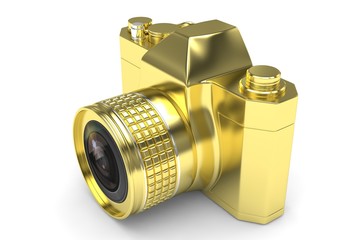 Retro camera isolated on  white background. 3d rendering.