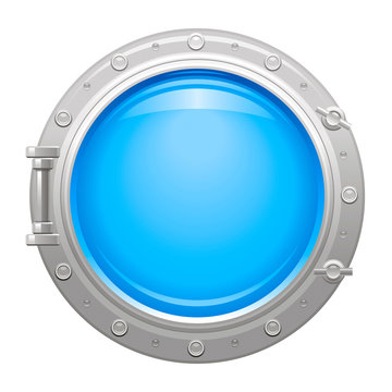 recommend clip art: Porthole icon with silver metalic porthole and blue water in glass