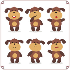 Set Vector Illustrations isolated emotion character cartoon puppy. Stickers emoticons puppy with different emotions.