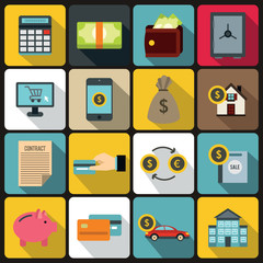 Credit icons set in flat style vector illustration