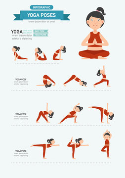Yoga poses infographics.vector