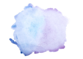 Watercolour blue blot isolated on white background