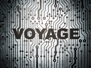 Travel concept: circuit board with Voyage