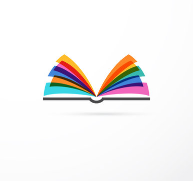 Open book - colorful concept icon of education, creativity, learning