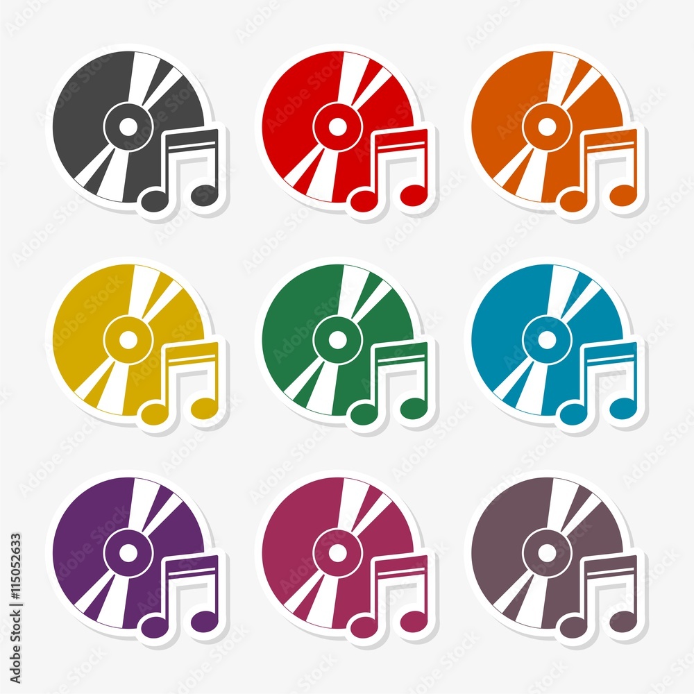 Poster note with disk sticker set