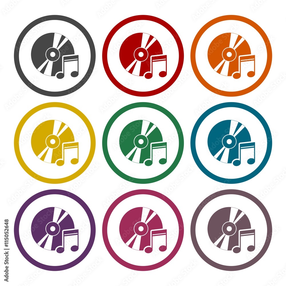 Aufkleber note with disk icons set