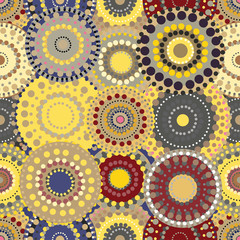 Seamless retro pattern with vivid colorful painted circles.