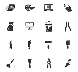 Art tools icons set