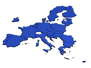 Karte von Europa in blau nur EU