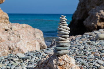  stack of zen stones on the beach
