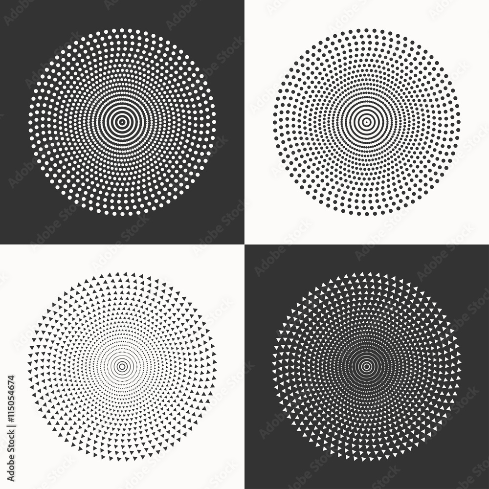 Poster set of circles. dots and triangles.