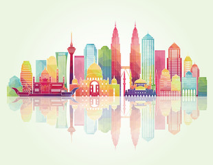 Obraz premium Kuala Lumpur detailed silhouette. Vector illustration