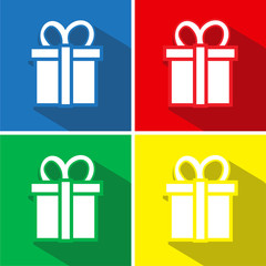 Gift flat icons set