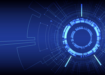 Obraz premium Abstract blue colored technological background with various tec