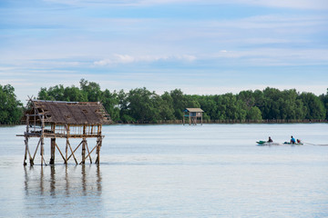 Little hut in the sea at Thailand