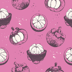 Seamless nature background with mangosteen. 