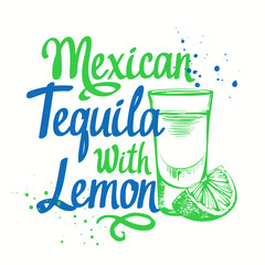 Naklejka premium Vector illustration with mexican tequila. 