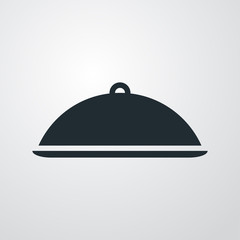 Obraz premium Icono plano bandeja con tapa sobre fondo degradado gris