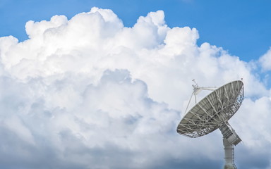  Large satellite dish with beautiful clouds