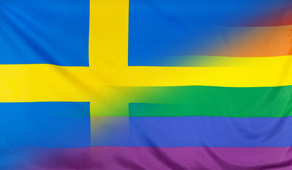 Rainbow Flag merged with Flag of Sweden