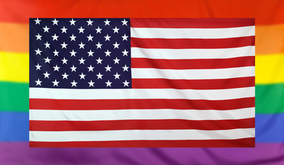 Fototapeta premium Flag of USA and rainbow flag