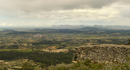 Fototapeta premium Clouds over the Albenya valley with Tramuntana mountains near Ra