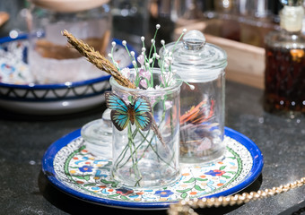 Dining table setting at Provence style
