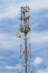 Telecommunication tower with dish and mobile antennas