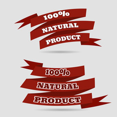 Natural product red banner sticker eps 10 vector illustration