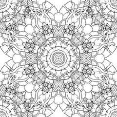 Sewing fabric with Coloring pages for adults.Decorative hand drawn ...