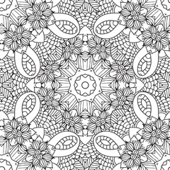 Coloring pages for adults.Decorative hand drawn doodle nature ornamental curl vector sketchy seamless pattern.
