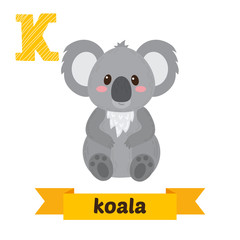 Fototapeta premium Koala. K letter. Cute children animal alphabet in vector. Funny