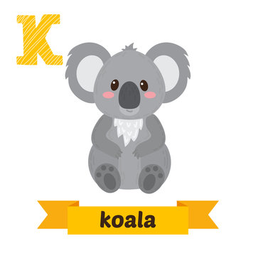 Koala. K letter. Cute children animal alphabet in vector. Funny
