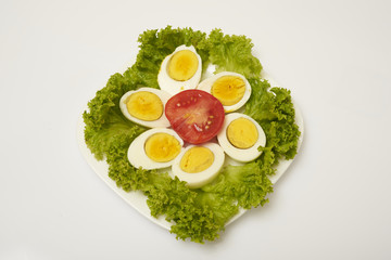 Boiled eggs with vegetables