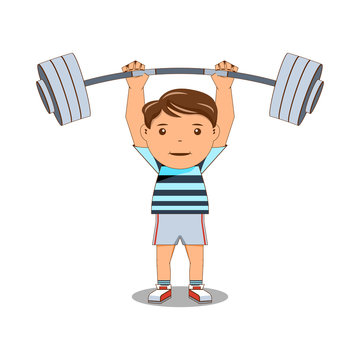 boy weightlifter and fitness, vector illustrations