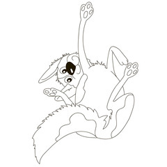 Funny cartoon dog on white background.