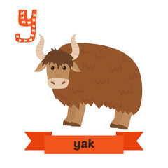 Yak. Y letter. Cute children animal alphabet in vector. Funny ca