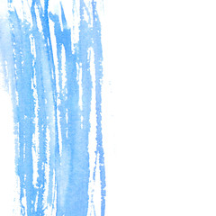 Abstract watercolor texture, pastel blue color. Painted brush strokes with copyspace at right. Background for wedding invitations, cards, announcements.